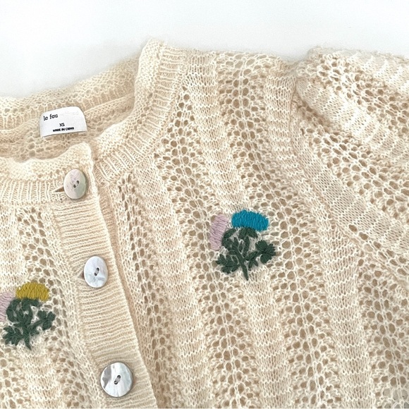 Aritzia Wilfred Le Fou Polka Embroidered Sweater Cardigan - Picture 8 of 11